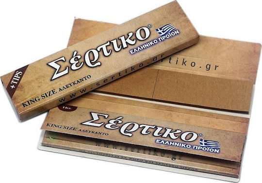 Sertiko Ungebleicht Zigarettenpapier King Size mit Kegelspitzen 33 Blätter 1Stück