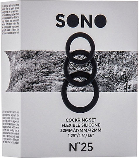 Shots Sono No.25 Cockring Set Комплект Пръстени Петел Силикон Черен 3бр SON025BLK