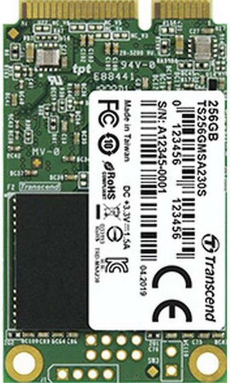 Transcend 230s SSD 256GB Тип mSATA с Връзка SATA III TS256GMSA230S