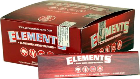 Elements Red Slow Burn Cigarette Rolling Papers Slim King Size 33 sheets 50pcs