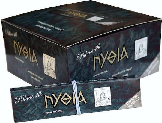 Pythia Pithias Silk Черни Slim Листчета за свиване на цигари Slim King Size с Тръбички 32 листове 24бр