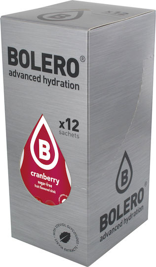 Bolero Χυμός σε Σκόνη 1.5L σε Νερό Cranberry Χωρίς Ζάχαρη 9gr 12τμχ