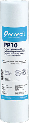 Ecosoft Ανταλλακτικό Φίλτρο Νερού Άνω και Κάτω Πάγκου από Πολυπροπυλένιο 10" PP10 10 μm