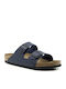 Birkenstock Arizona Soft Footbed Birko-Flor Leder Herrensandalen in Blau Farbe Regelmäßig Passform