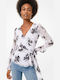 Women's Blouse Long Sleeve Floral Lavender MIst