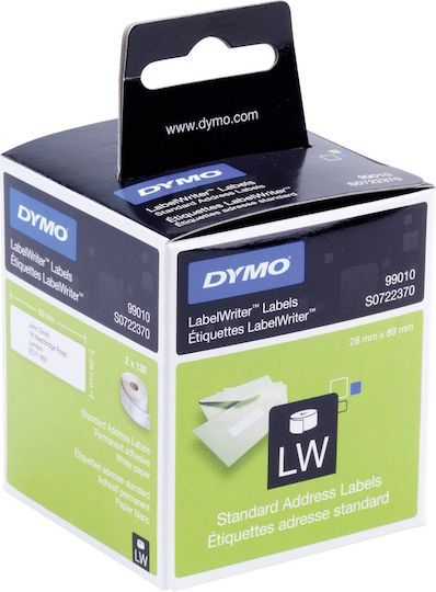 Dymo 99010 130 Self-Adhesive Label Rolls for Label Printer 89x28mm 2pcs