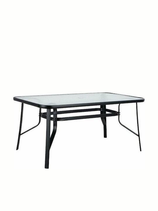 Τραπέζι Εξωτερικού Χώρου Μεταλλικό με Γυάλινη Επιφάνεια Sun Μαύρο 120x70x70εκ.