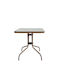 Mars Outdoor Table for Small Spaces with Glass Surface and Metal Frame Brown 60x60x70cm