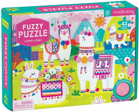 Kids Puzzle Fuzzy Puzzle Llama Land 42pcs Mudpuppy