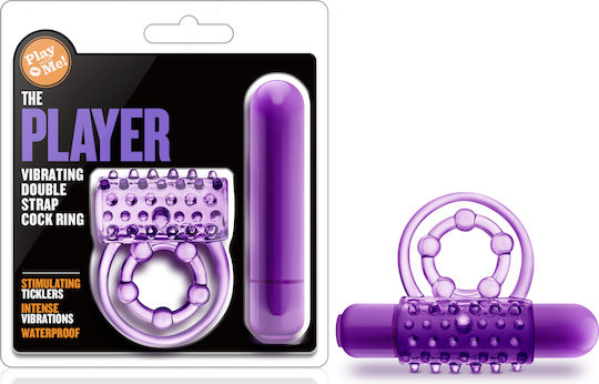 Blush Play With Me The Player Vibrating Double Strap Cock Ring 5cm Purple