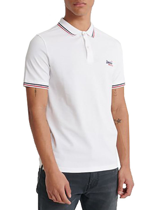 Superdry Classic Micro Lite Tipped Ανδρικό T-shirt Polo Λευκό