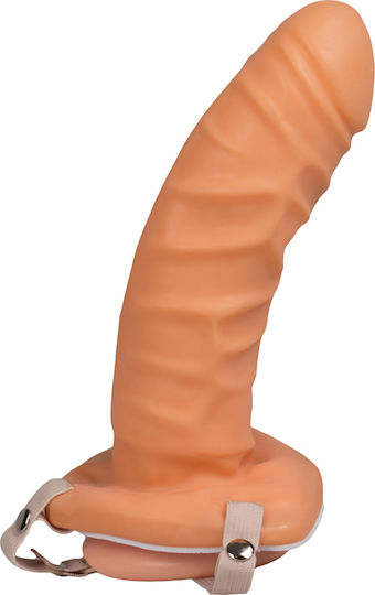 Seven Creations Strap-on Vibrating Hollow Extender Harness με Dildo 20cm στο χρώμα του δέρματος
