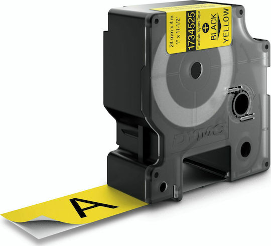 Dymo Flexible Nylon Label Maker Tape White 3.5m x 24mm in Yellow Colour Compatible with Dymo Rhino/IND