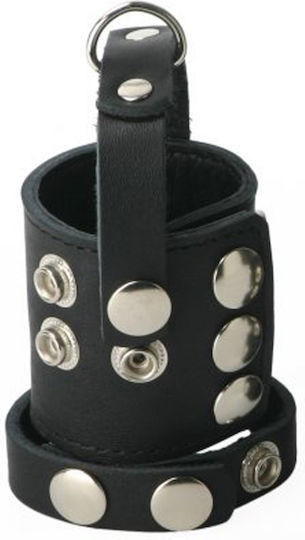 XR Cock Strap And Ball Stretcher Large Set Inele Cocoș și testicule De piele Negre