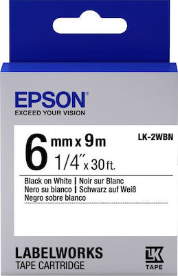 Epson LK-2WBN Ταινία Ετικετογράφου 9m x 6mm σε Λευκό Χρώμα