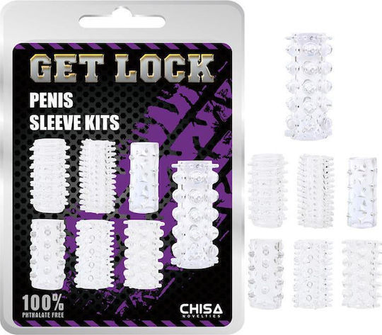 Chisa Novelties Get Lock Penis Sleeve Kits Pro Extension Penis Transparente 6.8cm