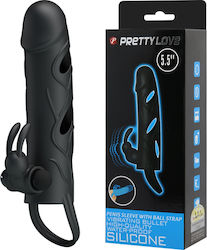 Pretty Love Silicone Vibrating Penis Extension Sleeve With Black Vibration 14cm