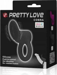 Pretty Love Cobra Silicone Cockring Δονούμενο Δαχτυλίδι Πέους Σιλικόνης Μαύρο