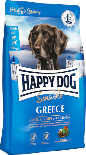 Happy Dog Sensible Greece 11kg Dry Food Grain-Free & Gluten-Free for Adult Medium & Large Breed Dogs with Lamb, Rice and Fish
