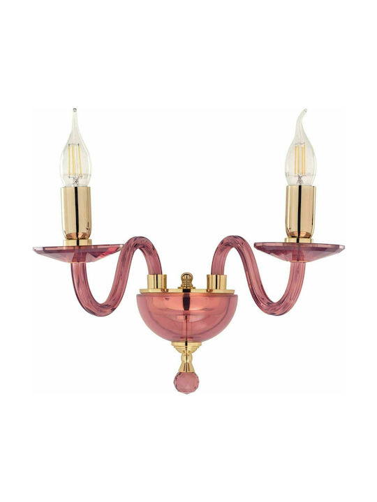 Ondaluce Paganini Classic Lamp Wall with Socket E14 Red 38x32x20cm