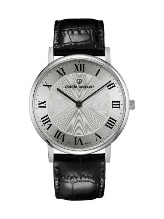 Claude Bernard Slim Line Watch with Black Leather Strap