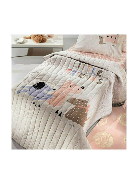 Saint Clair Παιδικό Κουβερλί Μονό Puppy Ροζ 160x220εκ.
