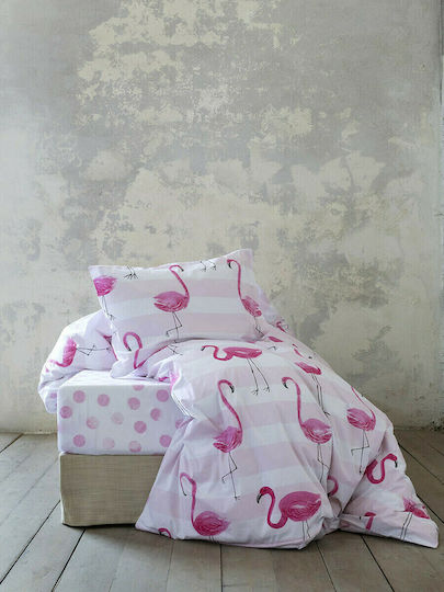 Nima Παιδικό Κουβερλί Μονό Flamingo Love Ροζ 160x240εκ.