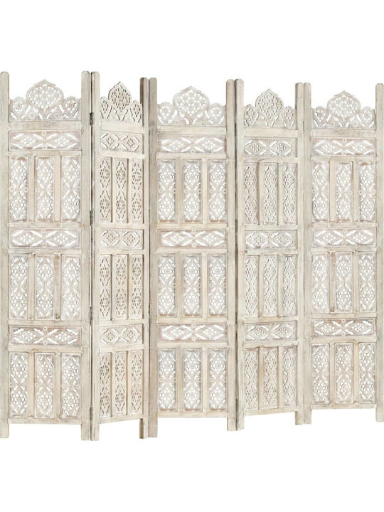 vidaXL Decorative Room Divider Wooden with 5 Pa...