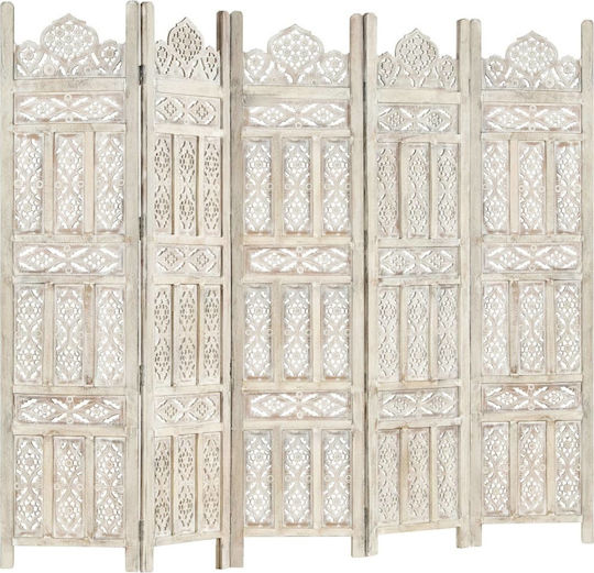 vidaXL Decorativ Paravan Lemn cu 5 Panouri 200x165cm