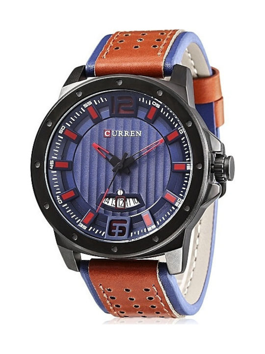 Curren Ανδρικό Ρολόι 46mm Μπαταρίας με Δερμάτιν...