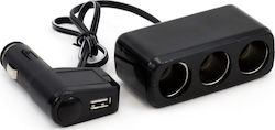 AMiO Autoladegerät Schwarz Splitter Gesamtleistung 1A mit Anschlüssen: 1xUSB 3xZigarettenanzünder