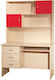 3026 Kids Desk with Library made of Melamine Beige-Red 77x58x120cm