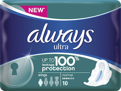 Always Ultra Normal Plus Hygienepads mit Flügeln für Normaler Fluss 4 Tropfen Größe 1 10Stück