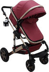 Beboulino Nesna 2 in 1 Verstellbar 2 in 1 Baby Kinderwagen Geeignet für Neugeborene Wine 601-0608-0020