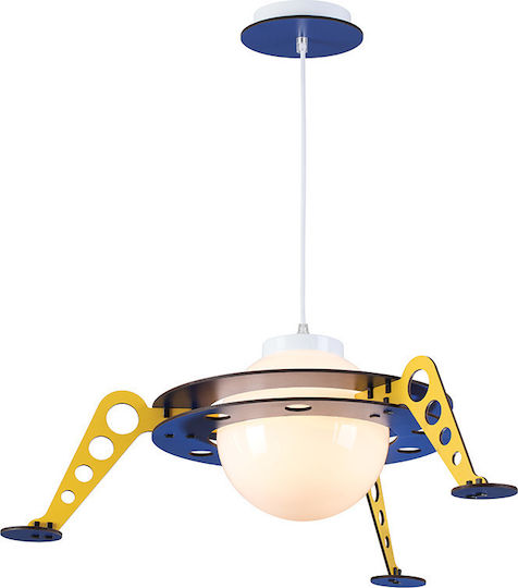 Aca Kids Wooden Single Ceiling Light E27 Space Ship Multicolour 13W 60x17cm