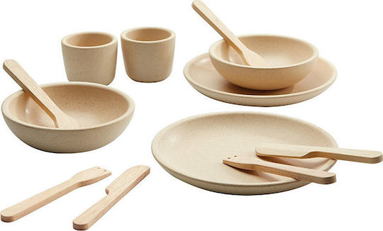 Plan Toys Cooking Toy / Kitchen Utensils Dinnerware Set made of Wood for 2+ Years Old