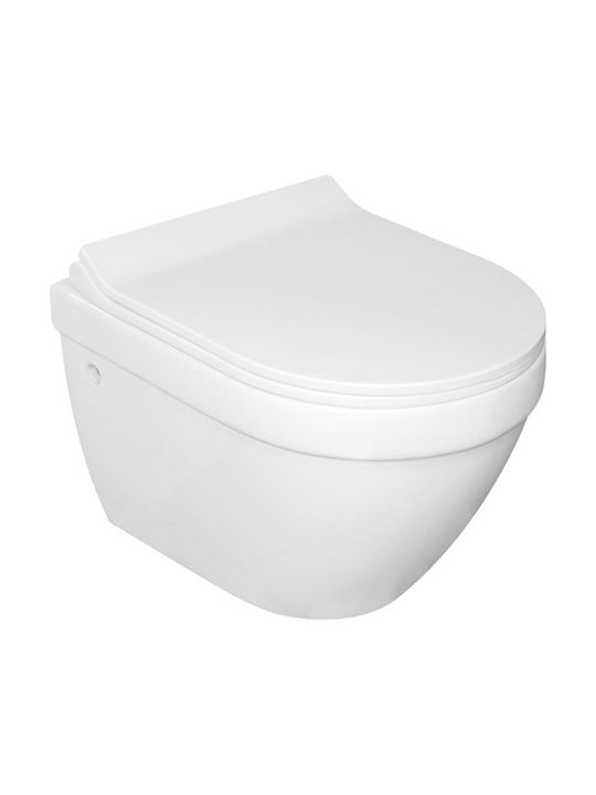 Pyramis Thira II Rimless Wall-Mounted Toilet that Includes Soft Close Cover White