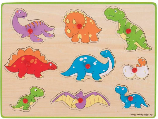 Lemnos Puzzle pentru Copii cu Îmbinări Lift Out Dinosaurs pentru 2+ ani+ Ani 9buc Big Jigs