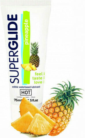 HOT Superglide Edible Water Based Lubricant Gel-Schmiermittel Ananas 75ml