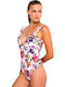 Blu4u One-Piece Swimsuit with Padding & Open Back Floral 835803-10