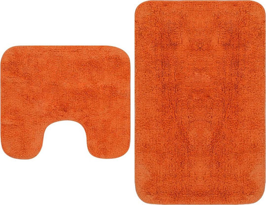vidaXL Rutschfest Set Badematten Baumwolle Toilette 133235 Orange 2Stück