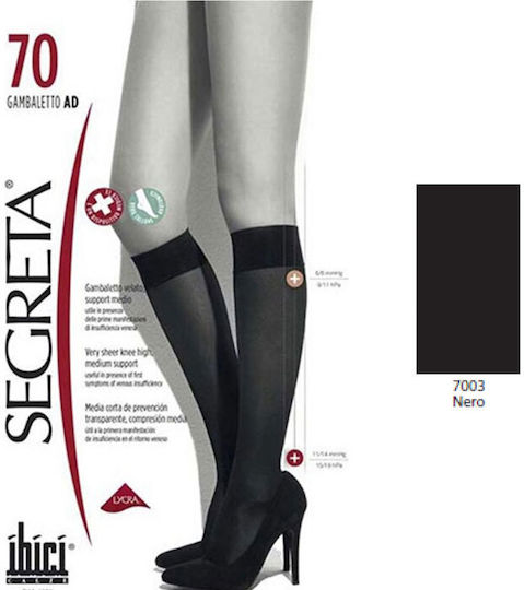 Ibici Segreta Classic 00114 Κάλτσες Κάτω Γόνατος Διαβαθμισμένης Συμπίεσης 70 Den Μαύρες