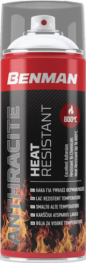 Benman Σπρέι Βαφής Heat Resistant Lacquer 800‎°C Υψηλής Θερμοκρασίας με Ματ Εφέ Ανθρακί 400ml