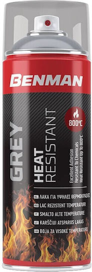 Benman Σπρέι Βαφής Heat Resistant Lacquer 800‎°C Υψηλής Θερμοκρασίας με Ματ Εφέ Γκρι 400ml