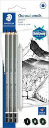 Staedtler Mars Lumograph Set de 3 Creioane Creion de cărbune Tare Negre