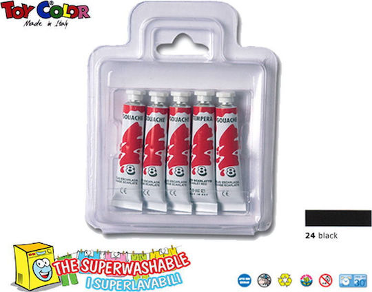 Toy Color Gouache Τέμπερα Ζωγραφικής Μαύρη σε Σωληνάριο 12ml