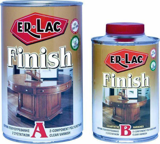 ER-LAC Finish 10% Βερνίκι Επιφάνειας Πολυουρεθάνης 2 Συστατικών Διαλύτου Άχρωμο Γυαλιστερό 1.5lt