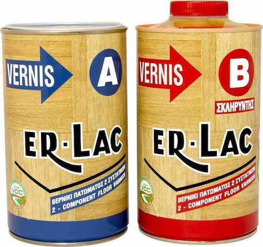 ER-LAC Βερνίκι Επιφάνειας Πολυουρεθάνης 2 Συστατικών Διαλύτου Άχρωμο Σατινέ 2lt