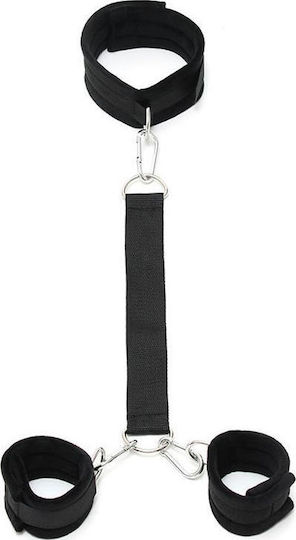 Rimba Soft Collar With Strap To Soft Handcuffs Σετ για Δέσιμο Λαιμού & Άκρων σε Μαύρο Χρώμα