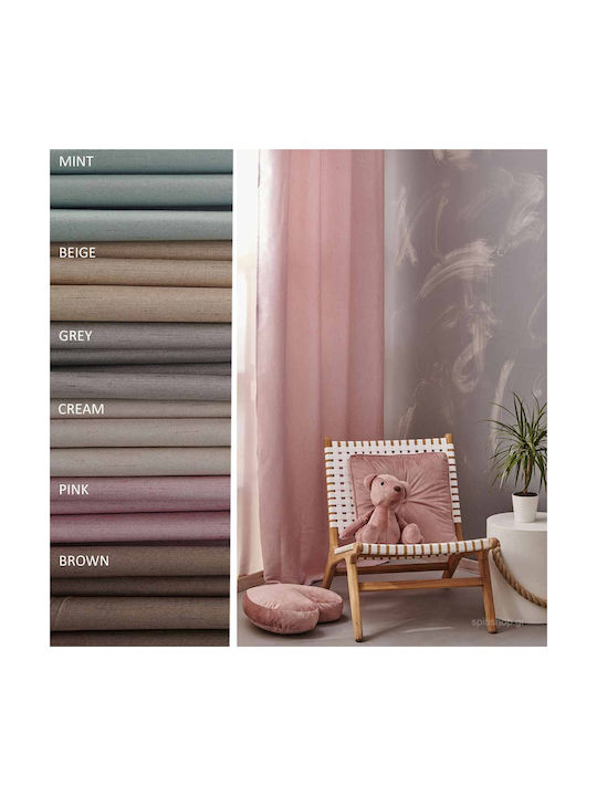Palamaiki Κουρτίνα με Τρουκς Kara Καφέ Brown 140x260εκ.